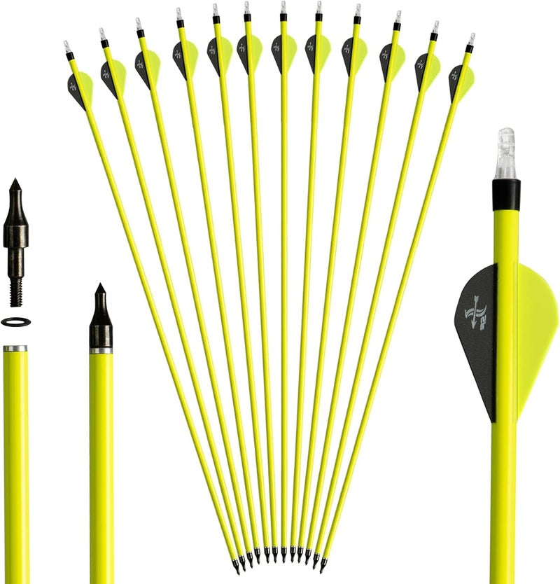 sf. 28 30 inch Carbon Arrow Practice Hunting Arrows Spine 500 for Compound & Recurve Bow(Pack of 12) - Image 1